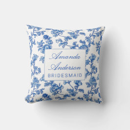 Blau und Weiß Chinoiserie Bridesmaid Geschenk Kissen