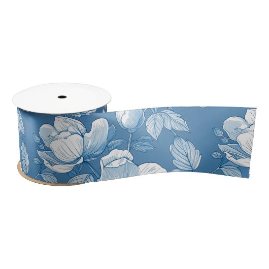 Blau und Weiß Chinoiserie Bridesmaid Geschenk Satinband (Spule)