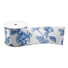 Blau und Weiß Chinoiserie Bridesmaid Geschenk Satinband