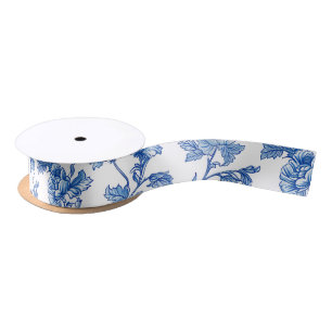 Blau und Weiß Chinoiserie Bridesmaid Geschenk Satinband