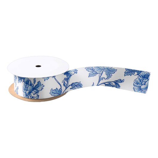 Blau und Weiß Chinoiserie Bridesmaid Geschenk Satinband (Spule)