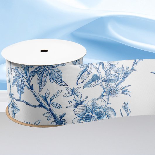 Blau und Weiß Chinoiserie Bridesmaid Geschenk Satinband