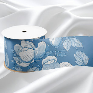Blau und Weiß Chinoiserie Bridesmaid Geschenk Satinband