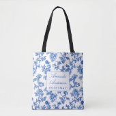 Blau und Weiß Chinoiserie Bridesmaid Geschenk Tasche (Vorderseite)