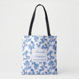 Blau und Weiß Chinoiserie Bridesmaid Geschenk Tasche