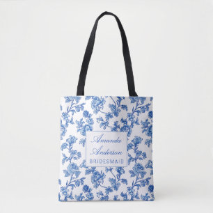 Blau und Weiß Chinoiserie Bridesmaid Geschenk Tasche