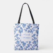 Blau und Weiß Chinoiserie Bridesmaid Geschenk Tasche (Rückseite)