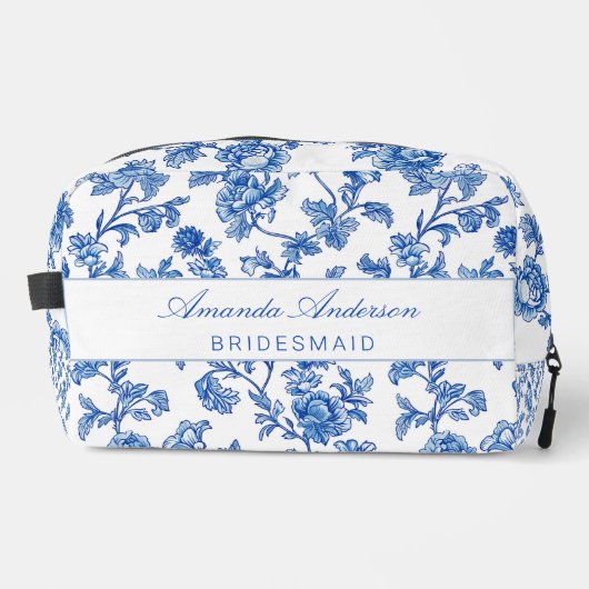 Blau und Weiß Chinoiserie Bridesmaid Geschenk Waschbeutel (Vorderseite)