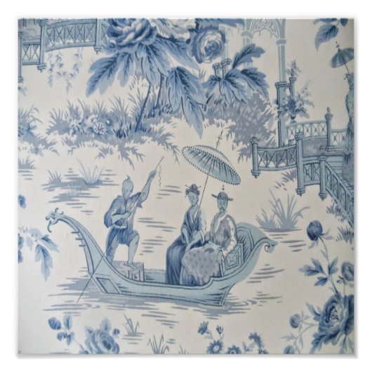 Blau und Weiß Chinoiserie Chinesisch Oriental Fotodruck (Vorne)