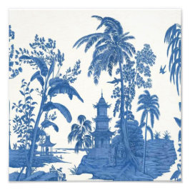 Blau und Weiß Chinoiserie Chinesisch Oriental Fotodruck