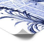 Blau und Weiß Chinoiserie Chinesisch Oriental Poster (Ecke)