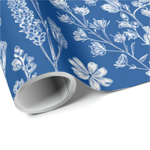 Blau und Weiß Chinoiserie Dekoupage Geschenkpapier