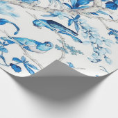 Blau und Weiß Chinoiserie Dekoupage Geschenkpapier (Ecke)