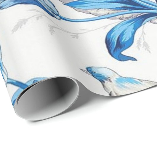 Blau und Weiß Chinoiserie Dekoupage Geschenkpapier (Rolleneckpunkt)