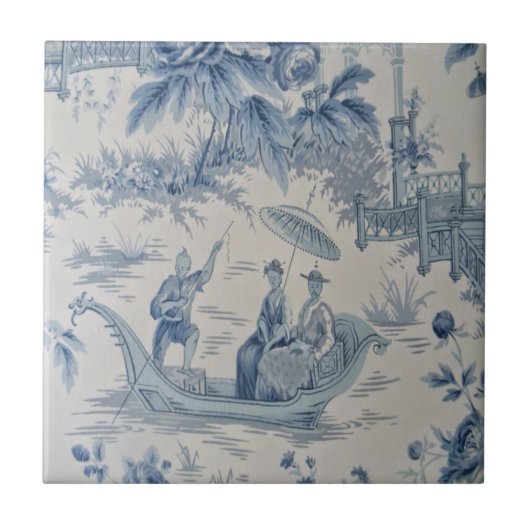 Blau und Weiß Chinoiserie Fliese (Vorderseite)