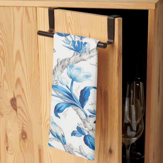 Blau und Weiß Chinoiserie Geschirrtuch (Drittel gefaltet)