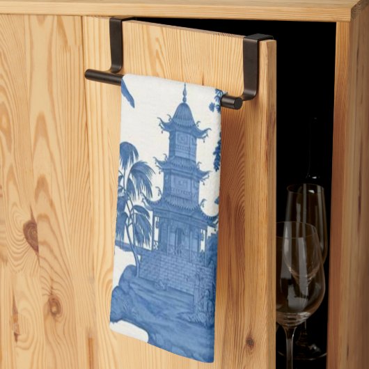 Blau und Weiß Chinoiserie Geschirrtuch (Drittel gefaltet)