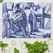 Blau und Weiß Chinoiserie Geschirrtuch (Gefaltet)