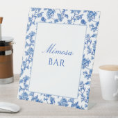 Blau und Weiß Chinoiserie Mimosa Bar Sockelschild (In Situ)
