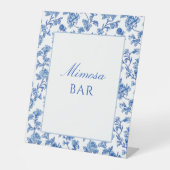 Blau und Weiß Chinoiserie Mimosa Bar Sockelschild (Vorderseite)