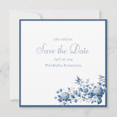 Blau und Weiß Chinoiserie Muster Save The Date (Vorderseite)