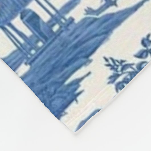 Blau und Weiß Chinoiserie Oriental Fleecedecke (Ecke)
