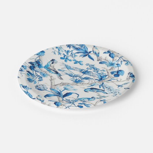 Blau und Weiß Chinoiserie Pappteller (Schrägansicht)