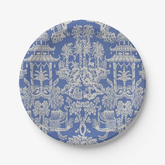 Blau und Weiß Chinoiserie Pappteller (Vorderseite)