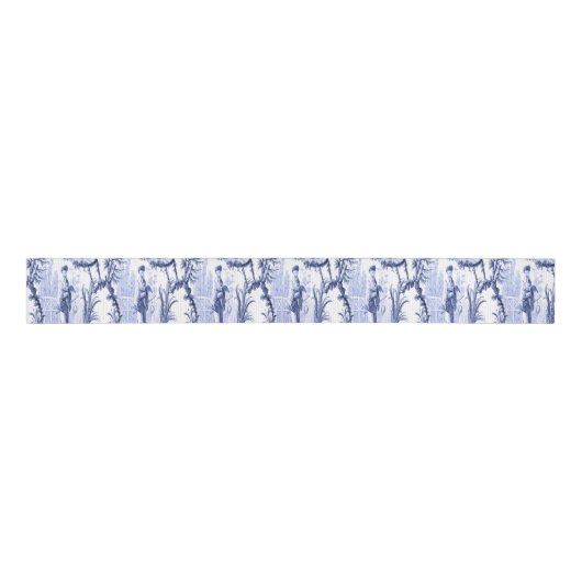 Blau und Weiß Chinoiserie Ripsband (Vorderseite)