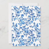 Blau und weiß Chinoiserie, wir können frühzeitig w Einladung (Rückseite)