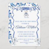 Blau und weiß Chinoiserie, wir können frühzeitig w Einladung (Vorne/Hinten)