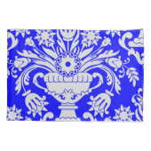 Blau und Weiß Damask Blumenelegant Kissenbezug (Rückseite)