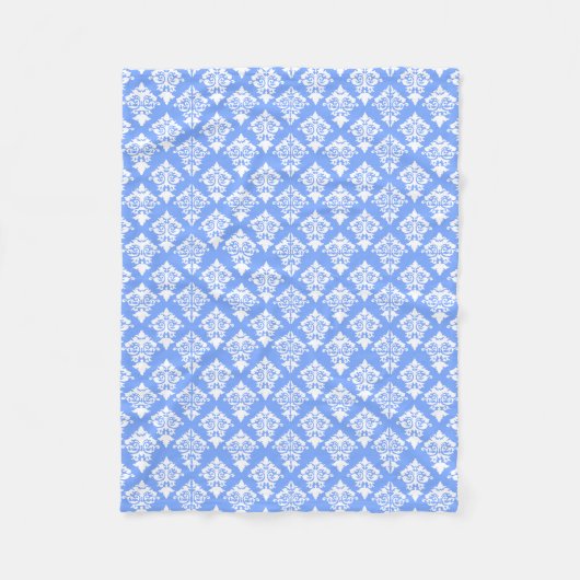 Blau und Weiß Damask Fleece Blanket (Vorderseite)