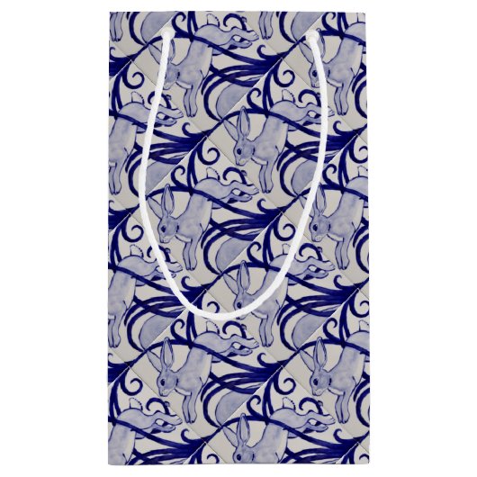 Blau und Weiß Deco Rabbit Tile Geschenkverpackung Kleine Geschenktüte (Rückseite)