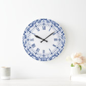 Blau und Weiß der marokkanischen Kasbah Damask Große Wanduhr (Zuhause)