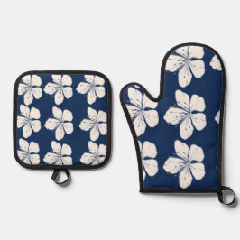 Blau und Weiß der tropischen Marine Ofenhandschuh & Topflappen-Set