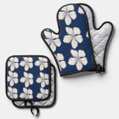 Blau und Weiß der tropischen Marine Ofenhandschuh & Topflappen-Set (Vorderseite/Rückseite)