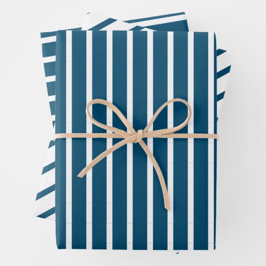 Blau und Weiß des geometrischen Ozeans Geschenkpapier Set (Beispiel)