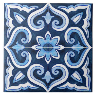Blau und Weiß des Mittelmeers Fliese