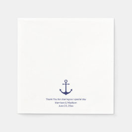 Blau und Weiß des nautischen Ankerschiffes Hochzei Serviette