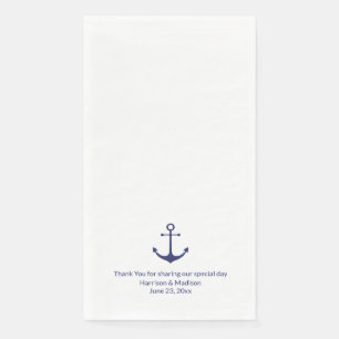 Blau und Weiß des nautischen Ankerschiffes Hochzei Serviette