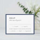 Blau und weiß. Einfache feierliche Hochzeit RSVP (Stehend Vorderseite)