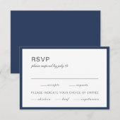Blau und weiß. Einfache feierliche Hochzeit RSVP Karte (Vorne/Hinten)