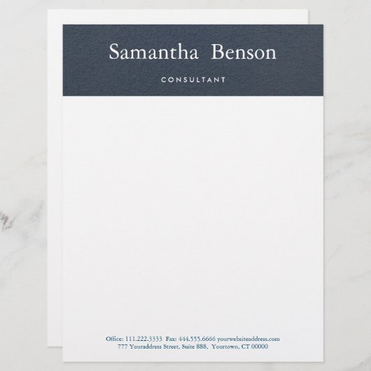 Blau und Weiß Einfache Moderne Minimalistisch Briefkopf (Vorne/Hinten)