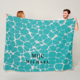 Blau und Weiß, einfache moderne Monogramm Fleecedecke