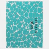 Blau und Weiß, einfache moderne Monogramm Fleecedecke (Vorderseite)