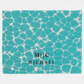 Blau und Weiß, einfache moderne Monogramm Fleecedecke (Vorderseite (Horizontal))