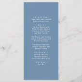 Blau und weiß. Einfache, stilvolle Hochzeitsmenü Menükarte (Rückseite)