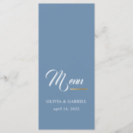 Blau und weiß. Einfache, stilvolle Hochzeitsmenü Menükarte