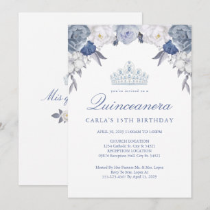 Blau und Weiß   Einladungen zur Quinceanera